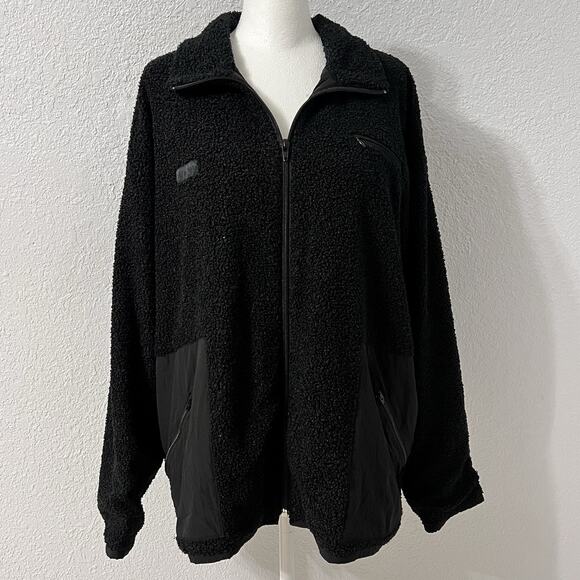 SET ACTIVE Fleece Boyfriend Jacket in Black Activewear Size Medium - Picture 1 of 9